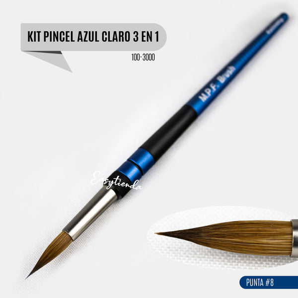 Kit 3 en 1 Pincel MPF Azul Claro